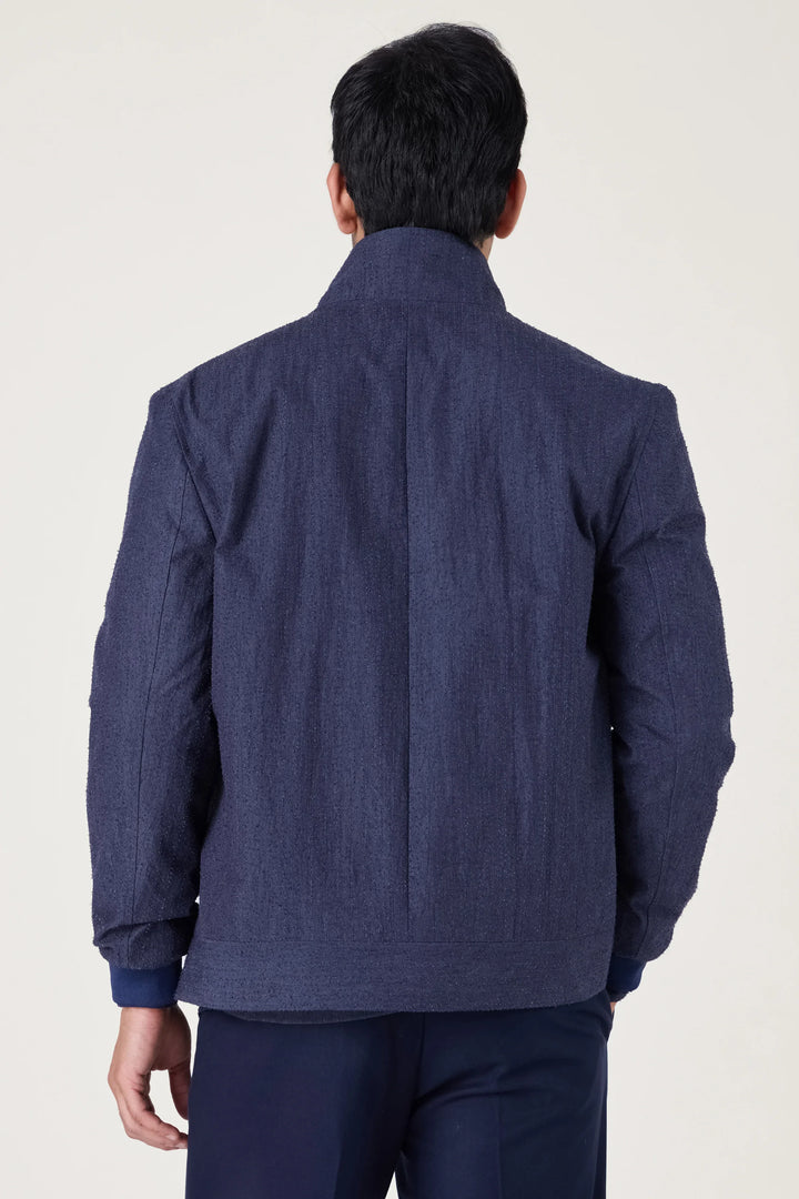 NAVY TEXTURE COTTON JACKET - CRAIG