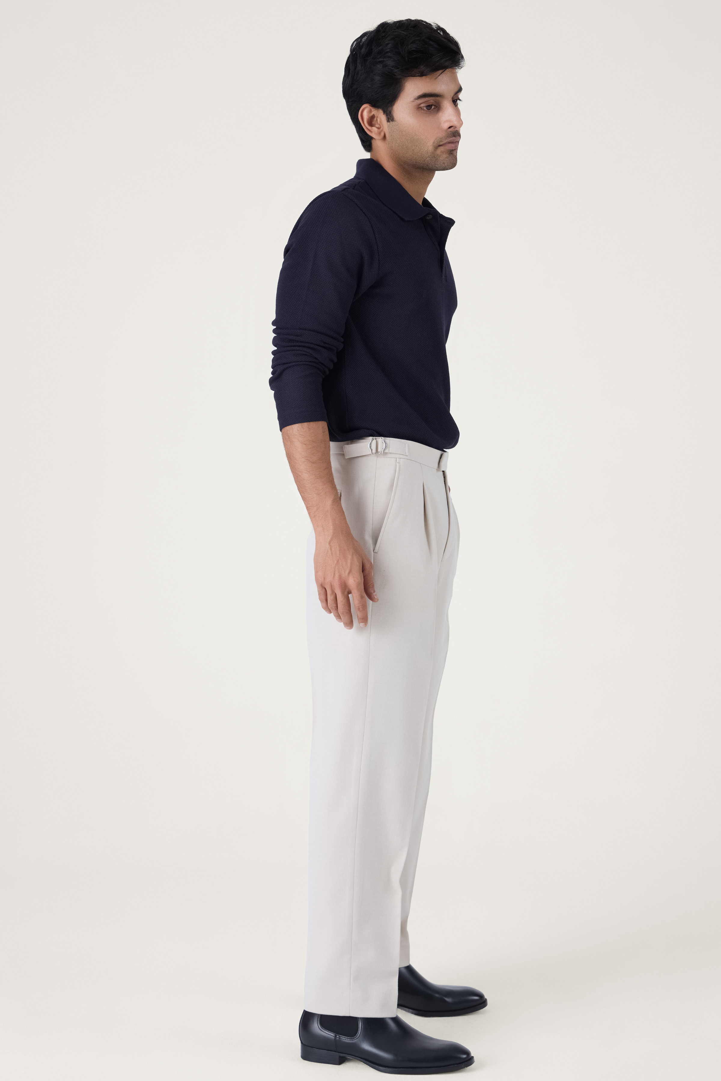 PLEATED TWILL TAILORED TROUSER WHITE