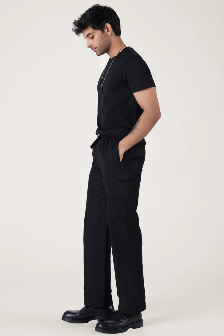 BUCKLE CARGO TROUSERS BLACK - CRAIG