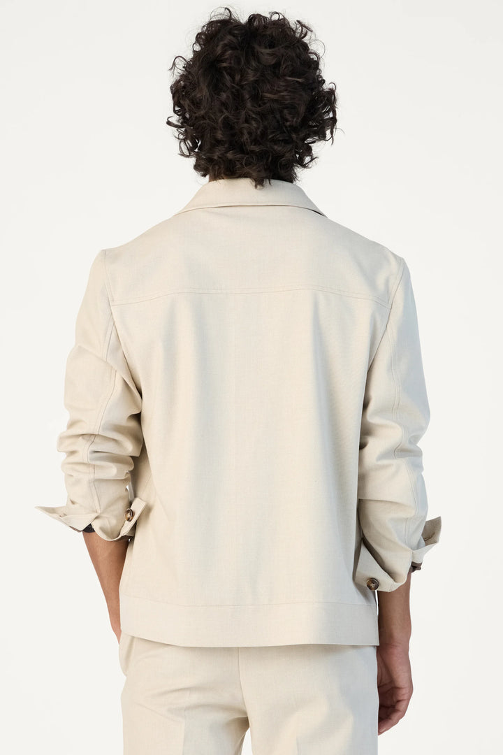 RELAXED FIT LAPEL JACKET BEIGE - CRAIG