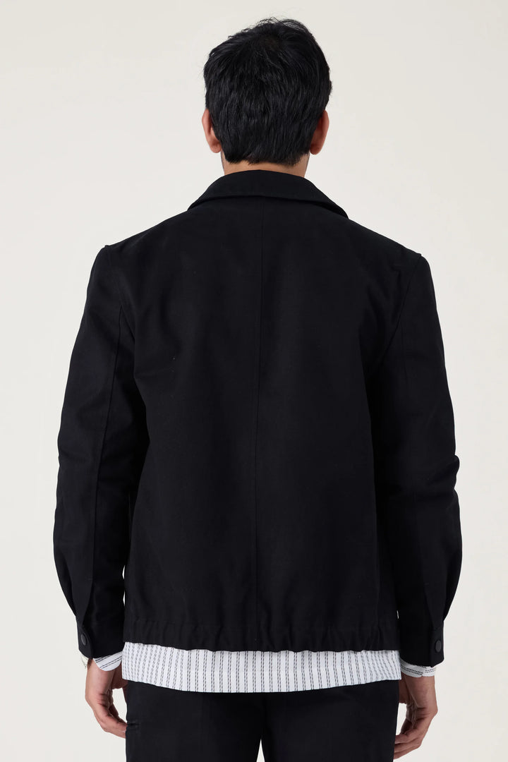 BLACK WASHED COTTON JACKET - CRAIG
