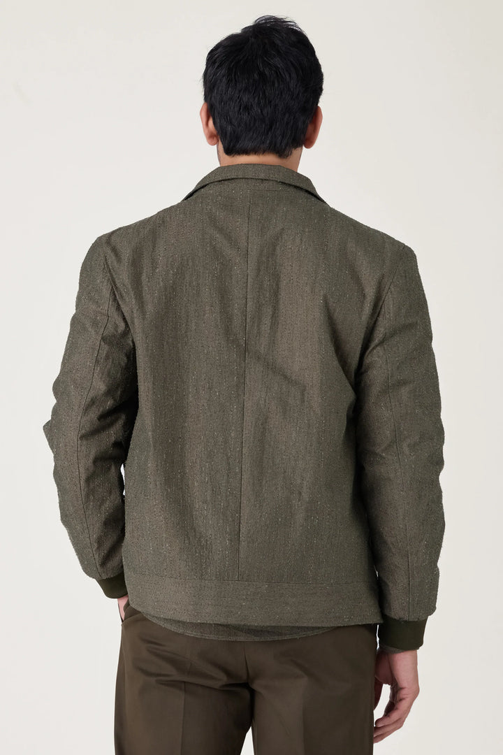 OLIVE TEXTURE COTTON JACKET - CRAIG