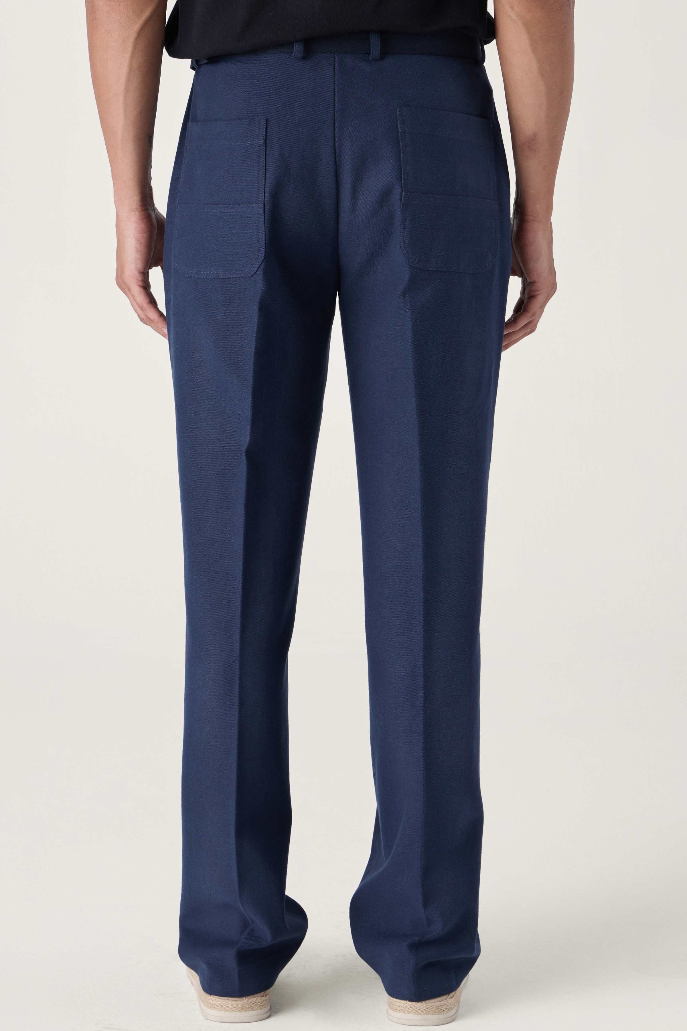 SELF FABRIC BELT TROUSER NAVY