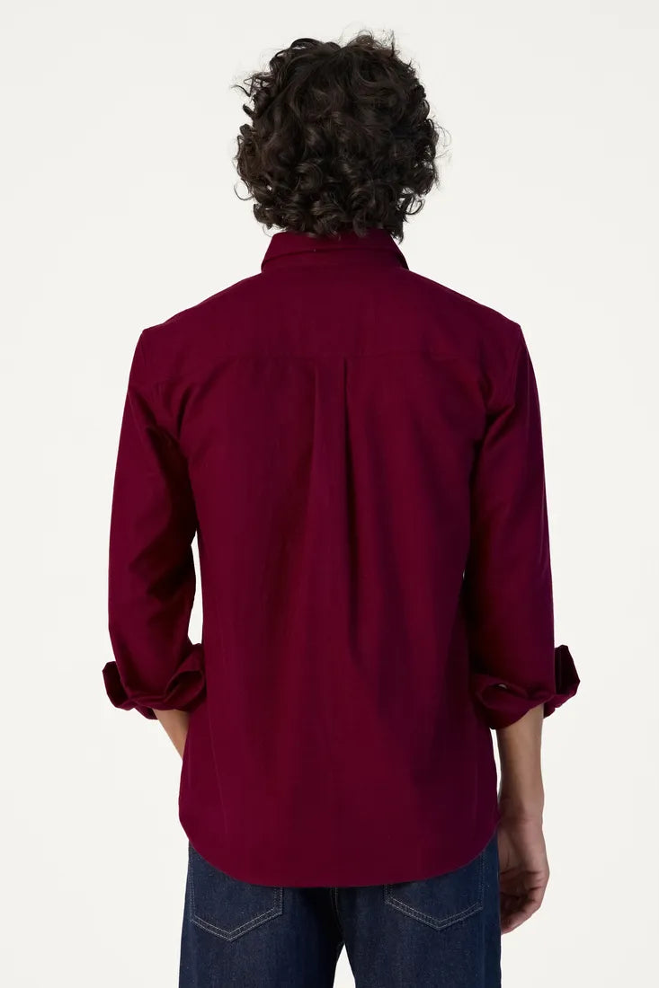 WINE BRUSHED COTTON SHIRT
