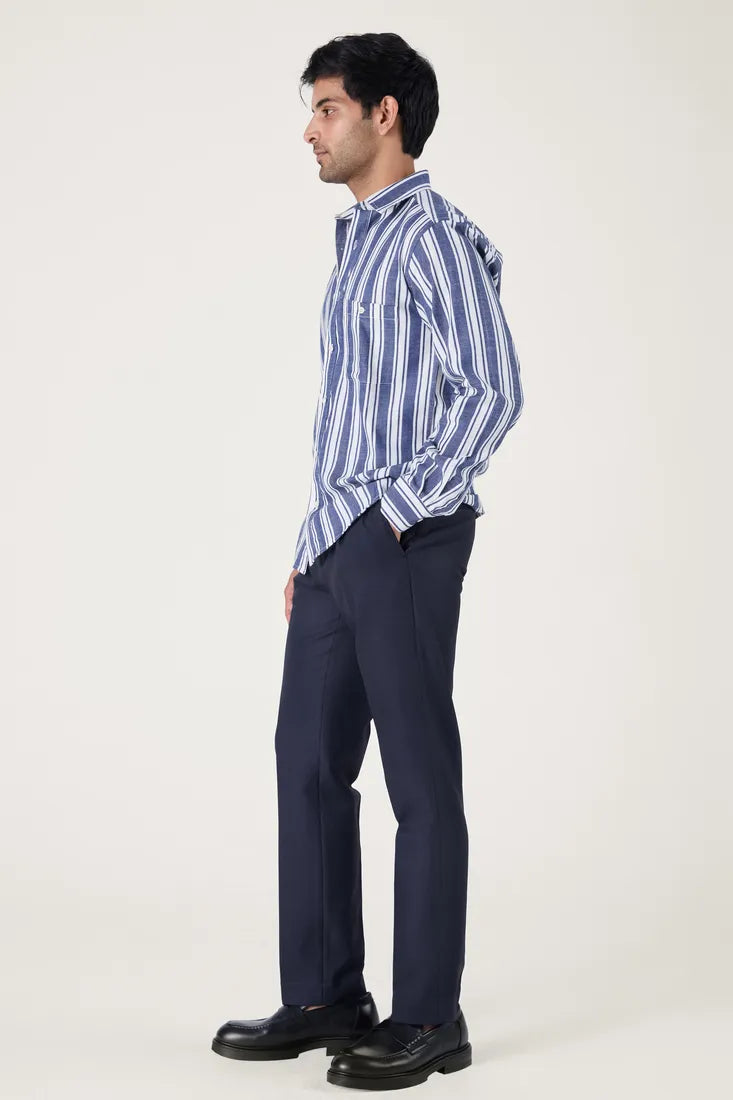 BLUE COTTON STRIPE SHIRT