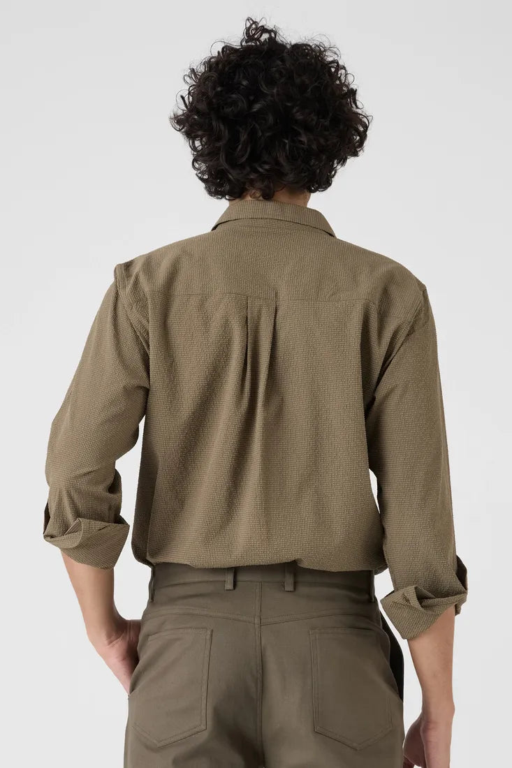OLIVE TEXTURE WEAVE SHIRT