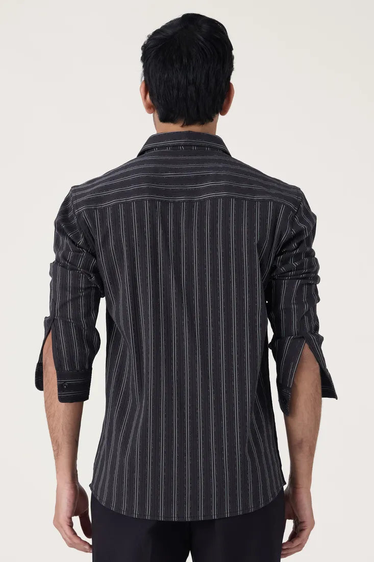 BLACK PINSTRIPE SHIRT