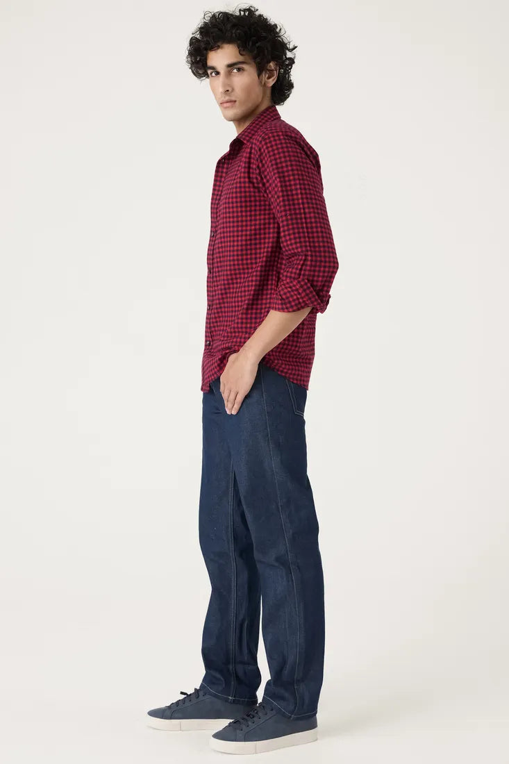 RED BRUSHED CHECK SHIRT