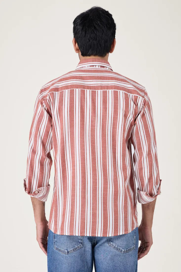 TAN COTTON STRIPE SHIRT