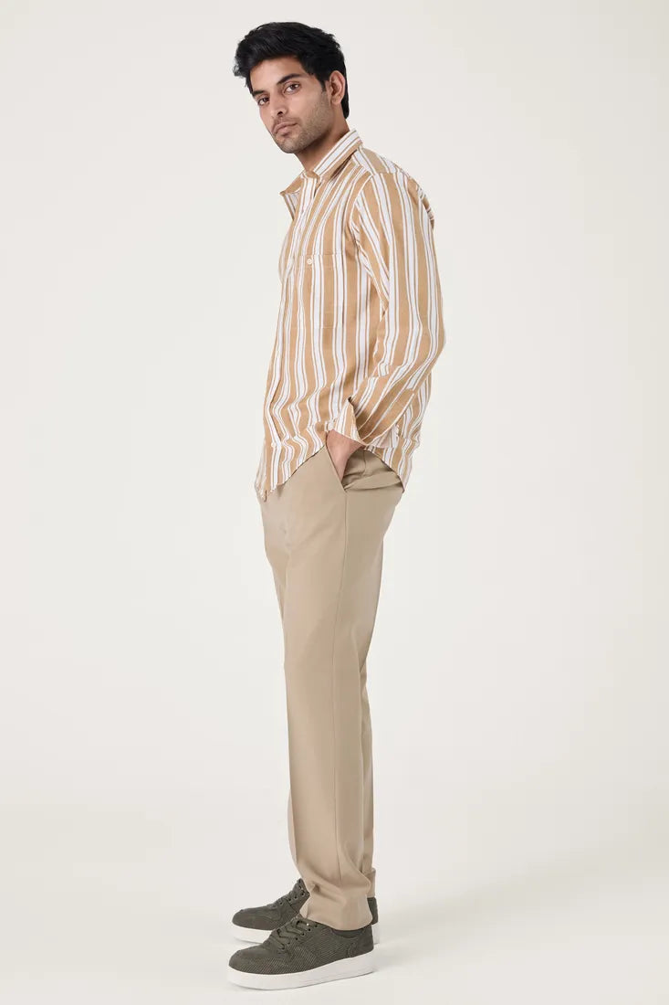 YELLOW COTTON STRIPE SHIRT