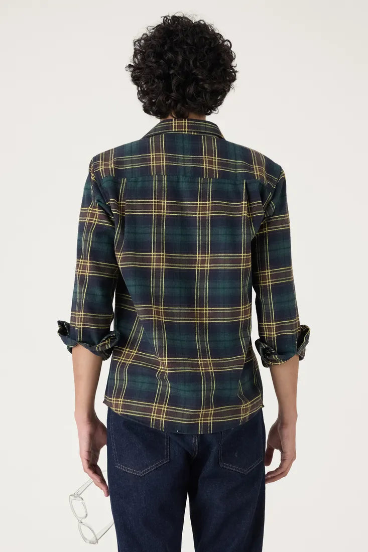 YELLOW BRUSHED COTTON CHECK SHIRT