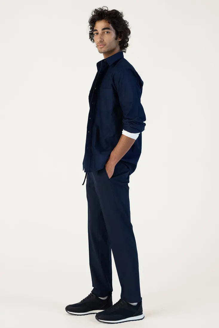 NAVY BRUSHED COTTON SHIRT