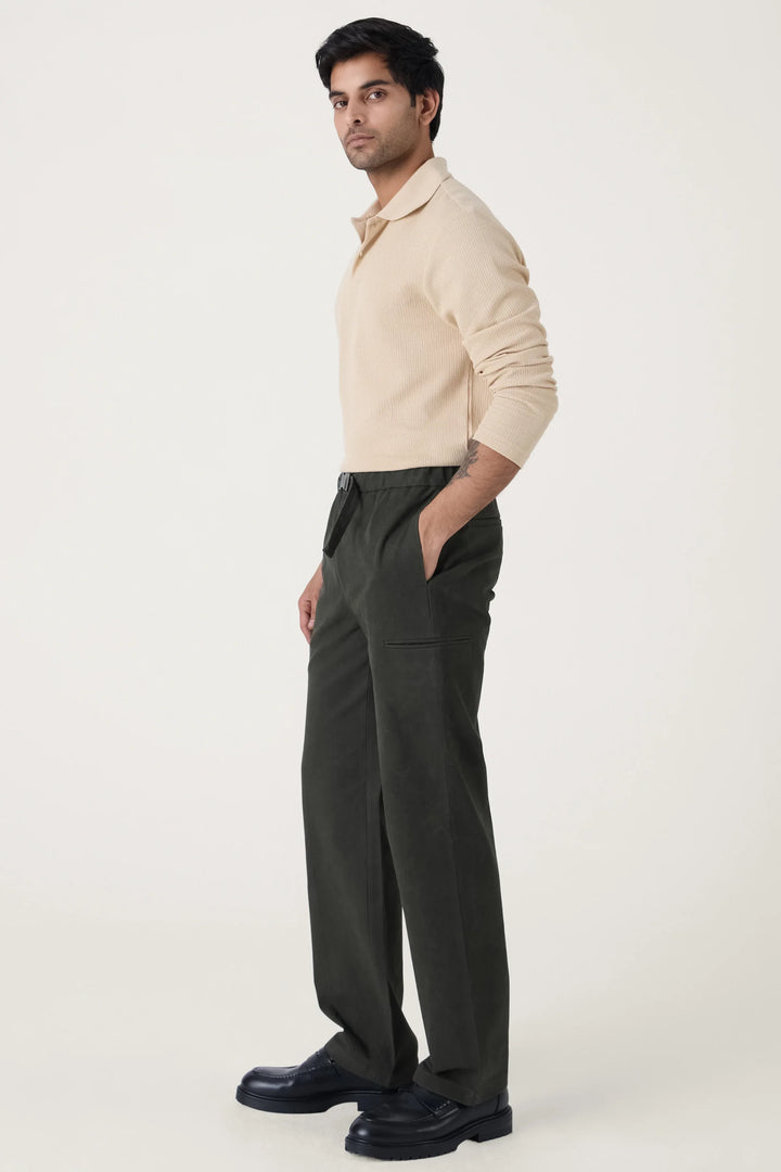 BUCKLE CARGO TROUSERS OLIVE - CRAIG