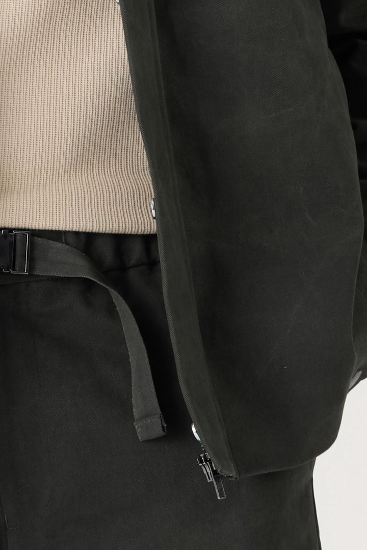 OLIVE WASHED COTTON JACKET - CRAIG