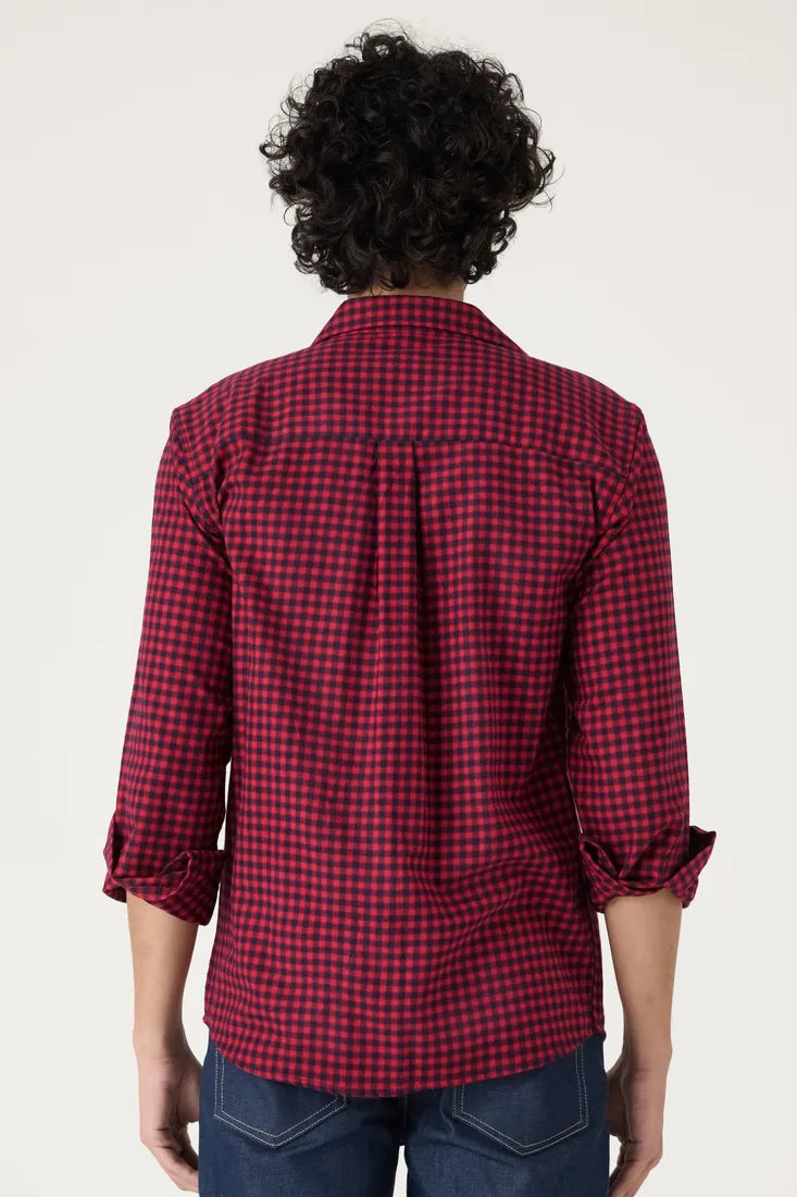 RED BRUSHED CHECK SHIRT