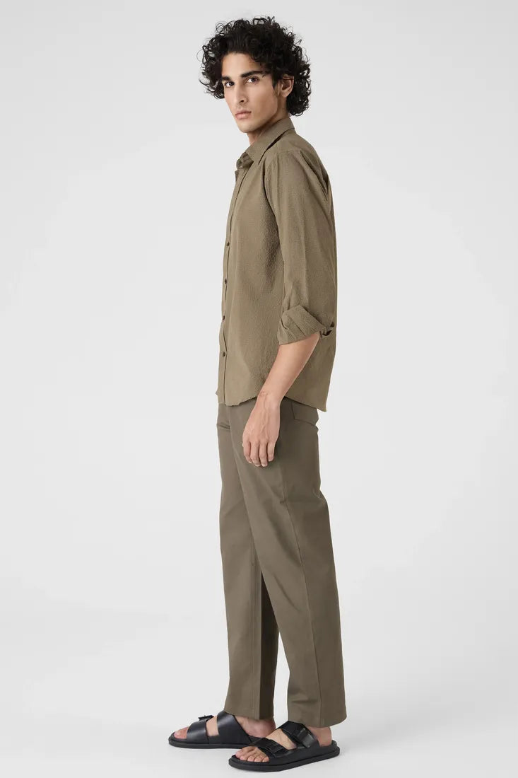 OLIVE TEXTURE WEAVE SHIRT