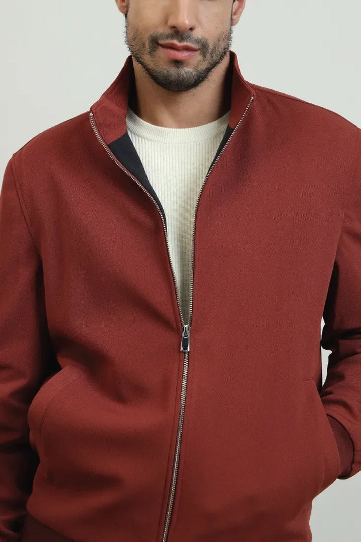 TAN KNIT CONTRAST BOMBER - CRAIG