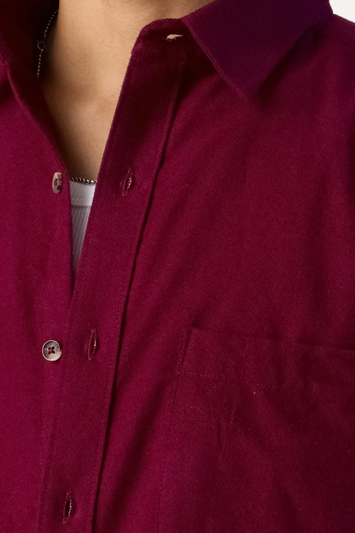 WINE BRUSHED COTTON SHIRT