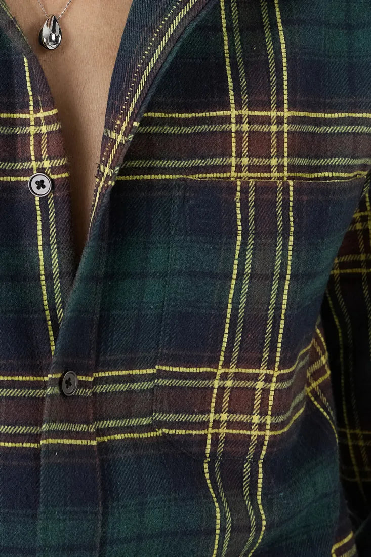 YELLOW BRUSHED COTTON CHECK SHIRT