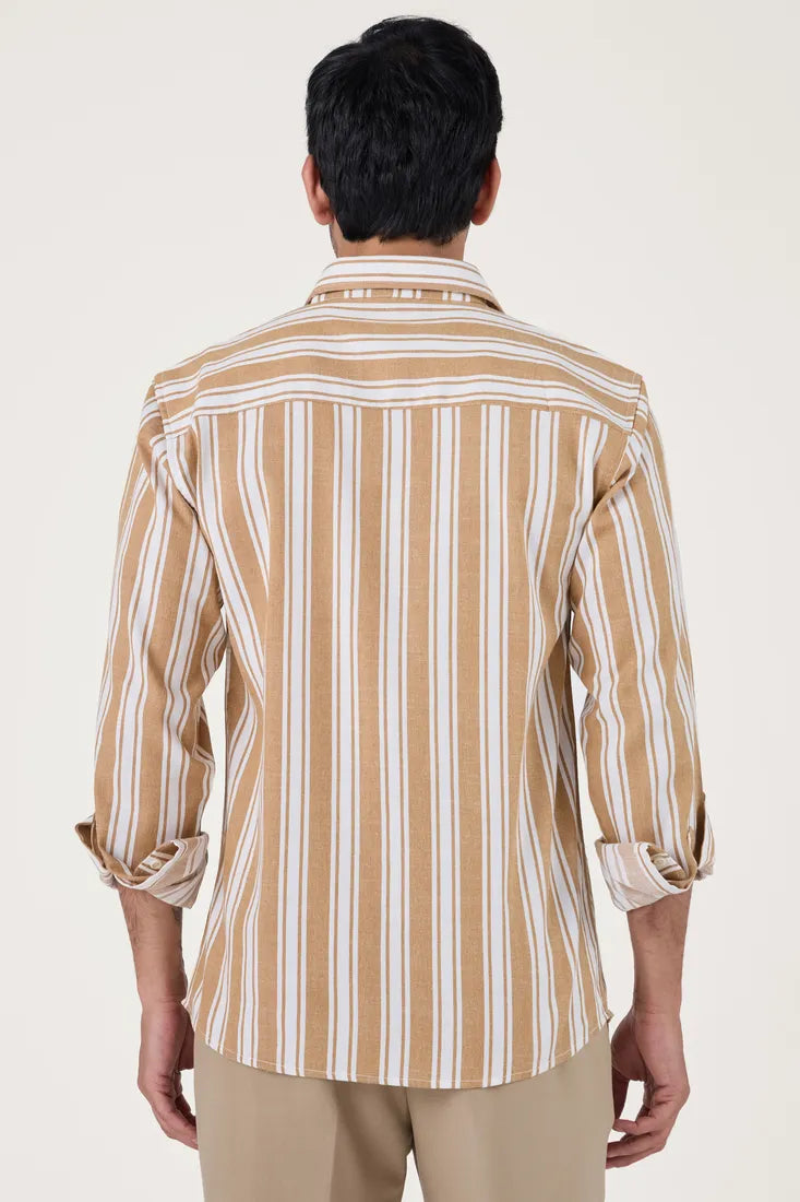YELLOW COTTON STRIPE SHIRT