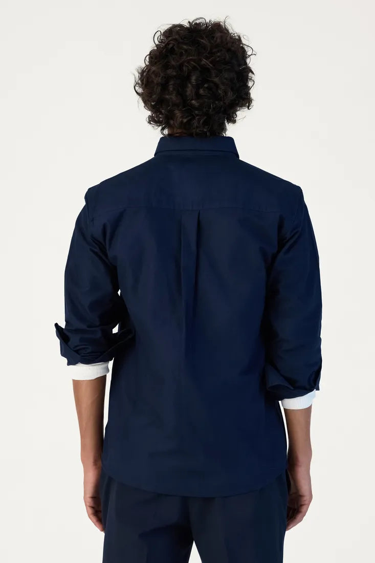NAVY BRUSHED COTTON SHIRT