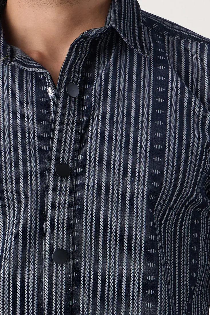 NAVY JACQUARD SHIRT
