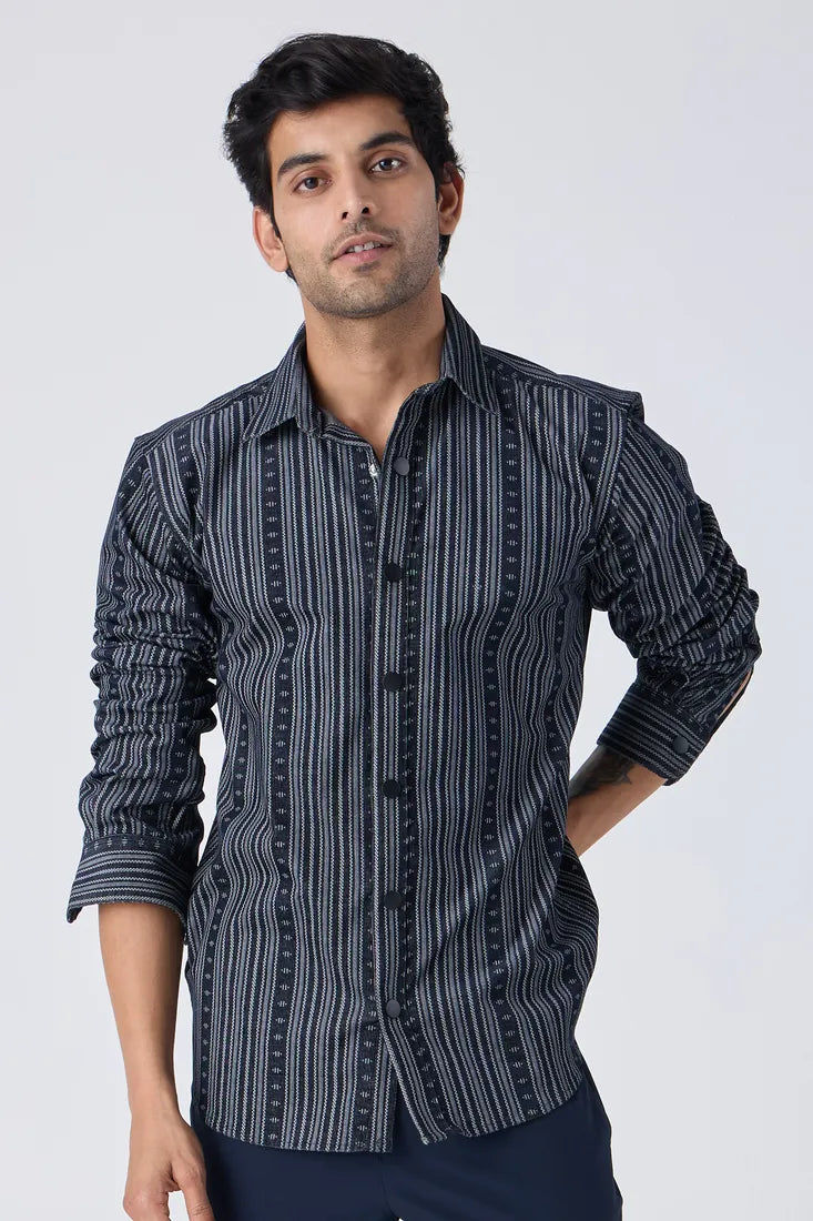NAVY JACQUARD SHIRT