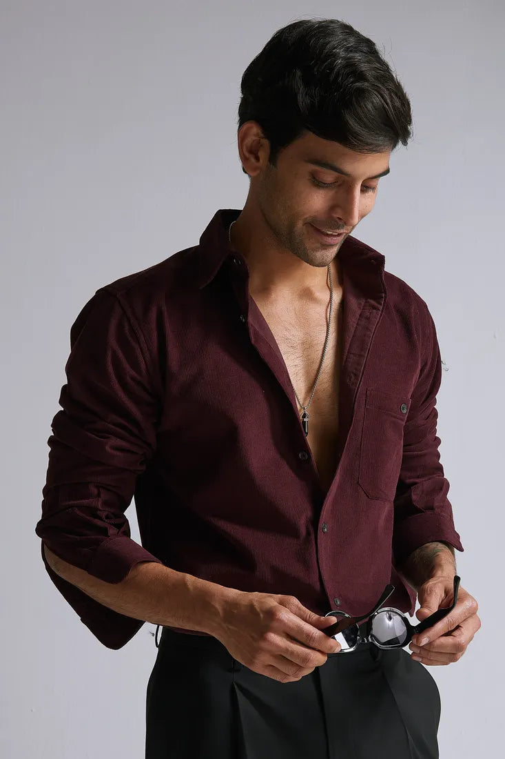WINE CORDUROY SHIRT
