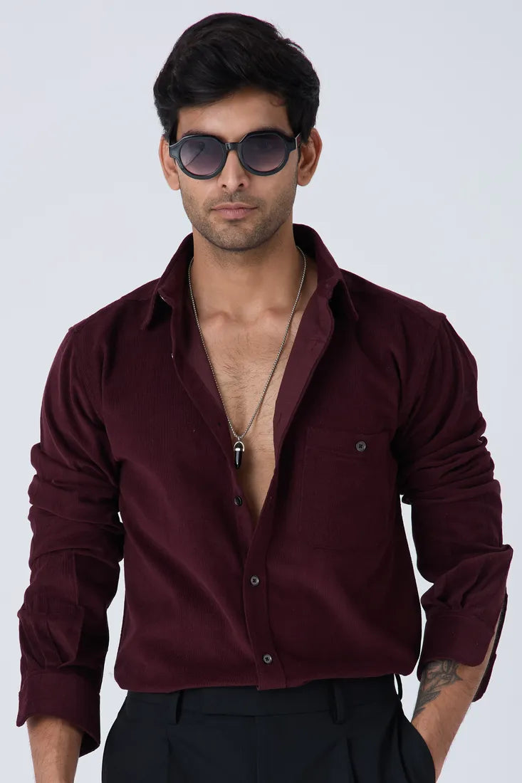 WINE CORDUROY SHIRT