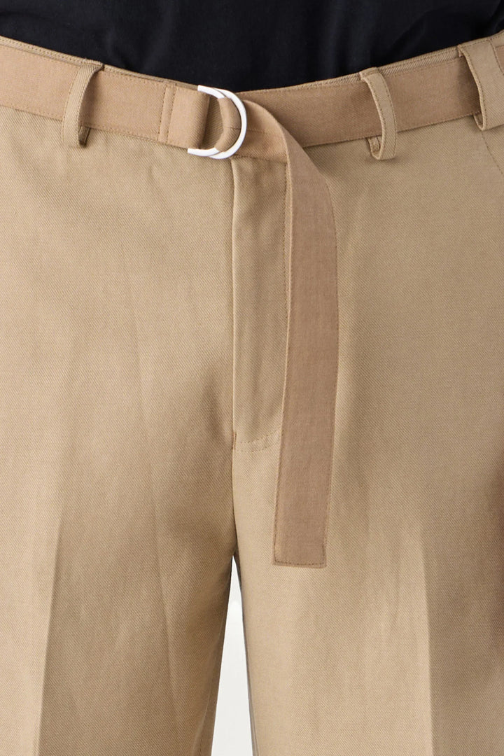 SELF FABRIC BELT TROUSERS KHAKHI - CRAIG
