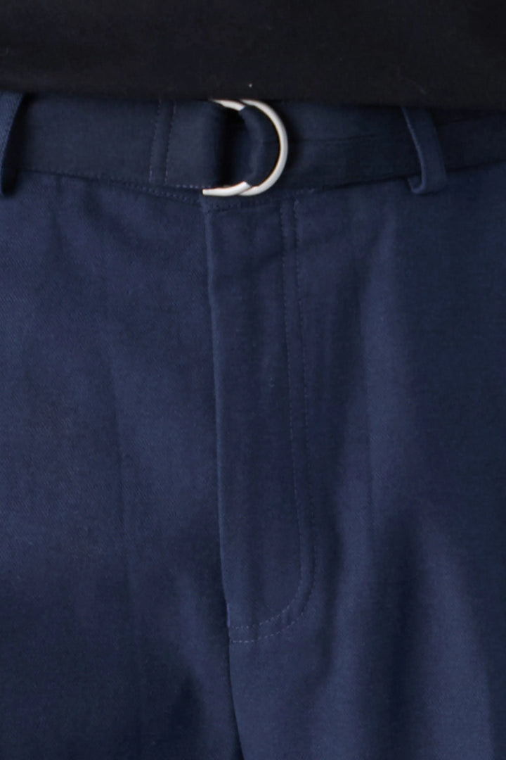 SELF FABRIC BELT TROUSERS NAVY - CRAIG