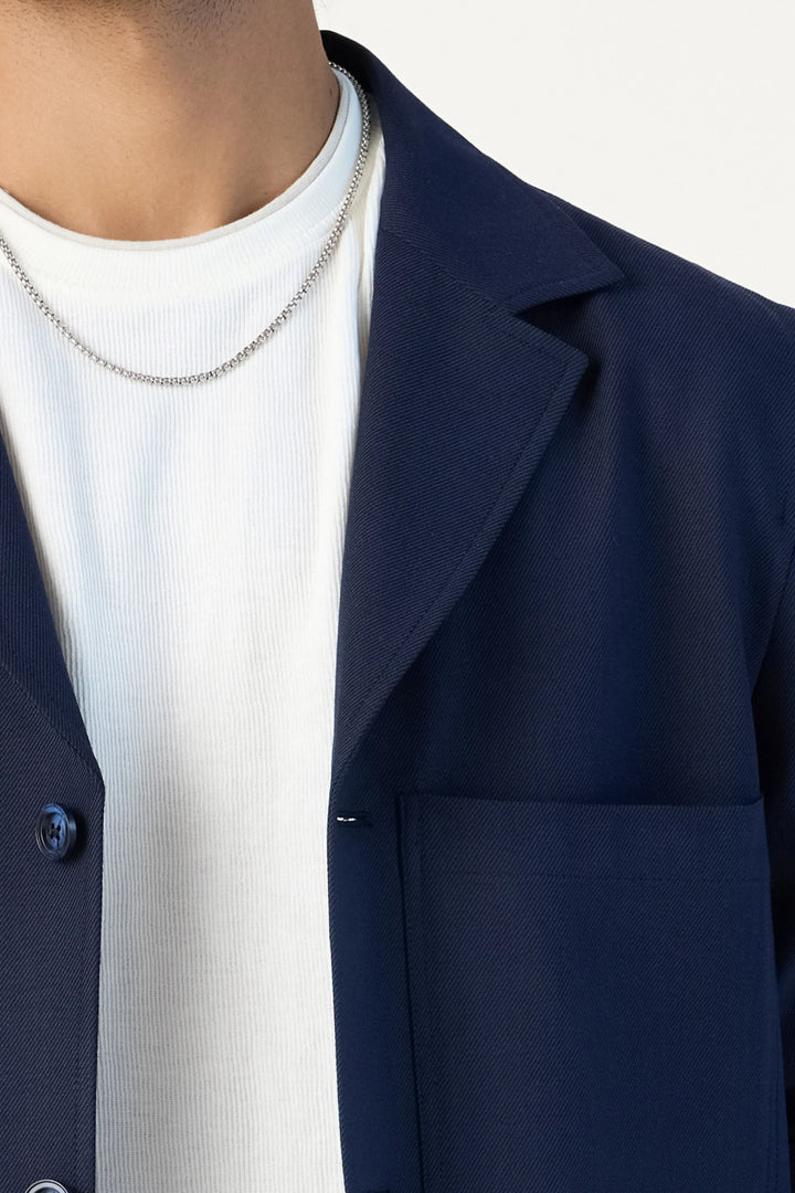 RELAXED FIT LAPEL JACKET NAVY - CRAIG