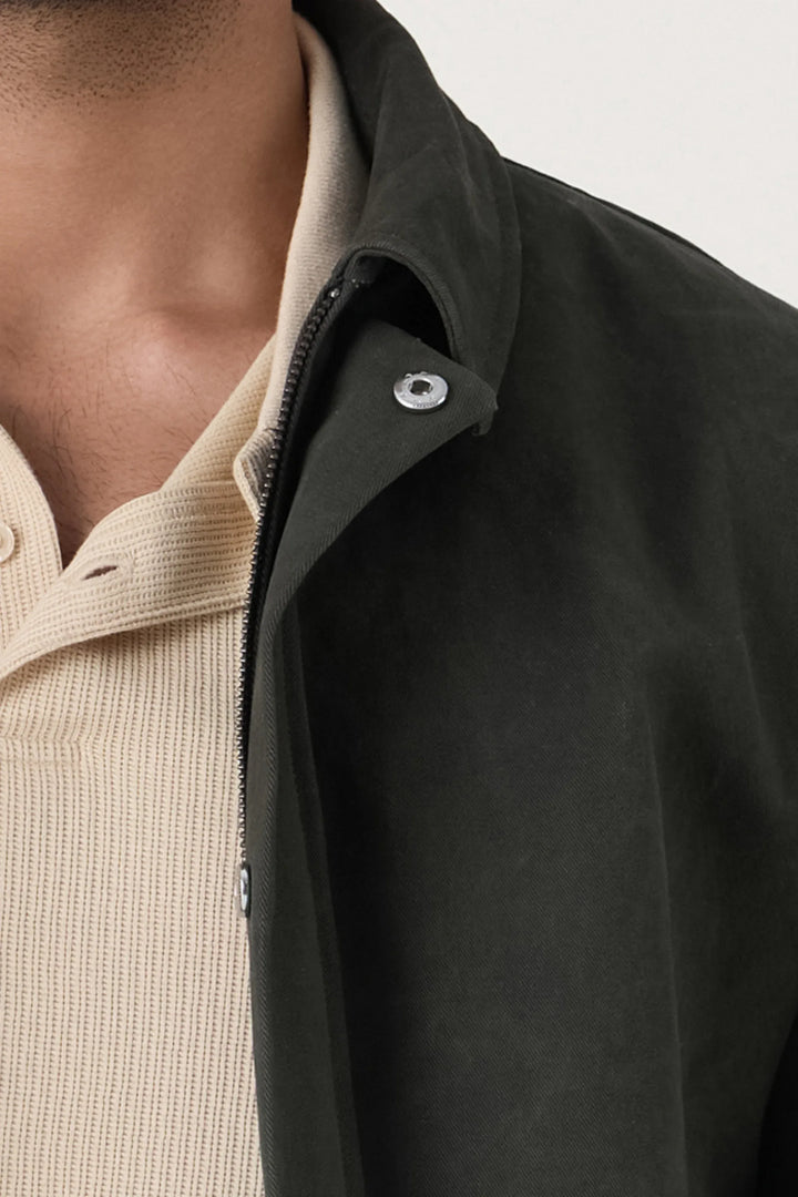 OLIVE WASHED COTTON JACKET - CRAIG