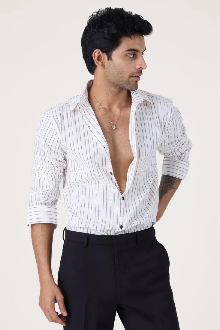 WHITE PINSTRIPE SHIRT