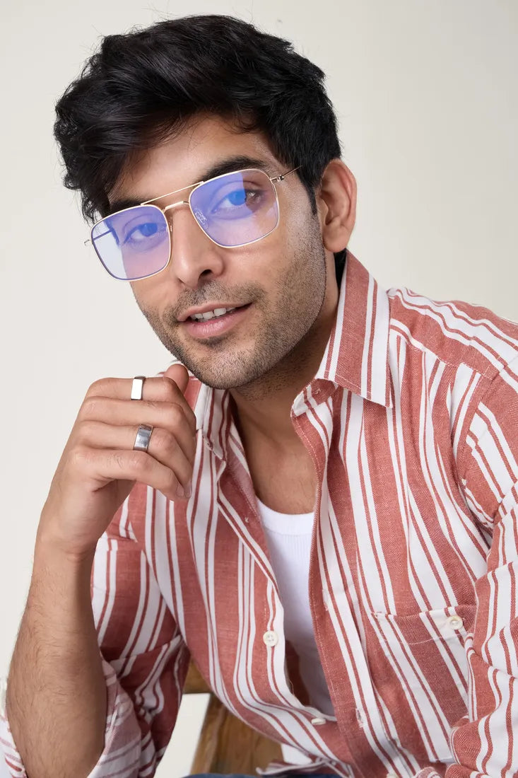 TAN COTTON STRIPE SHIRT
