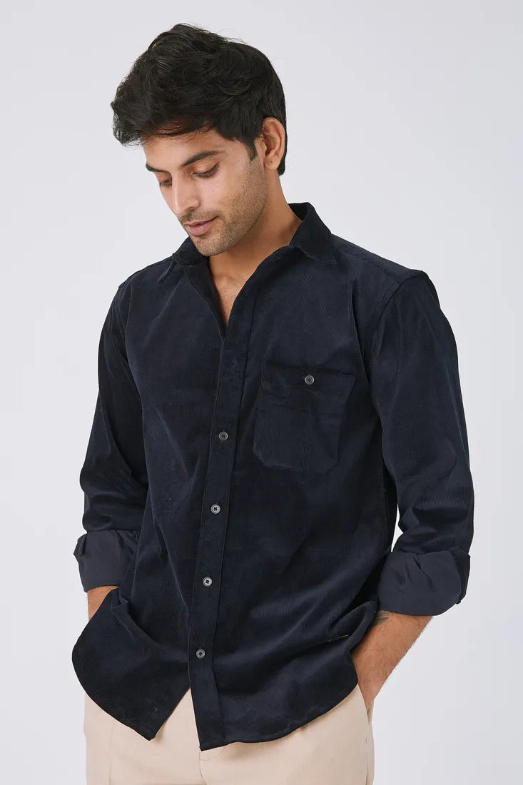 NAVY CORDUROY SHIRT