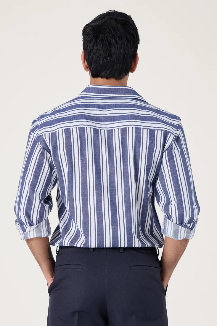 BLUE COTTON STRIPE SHIRT