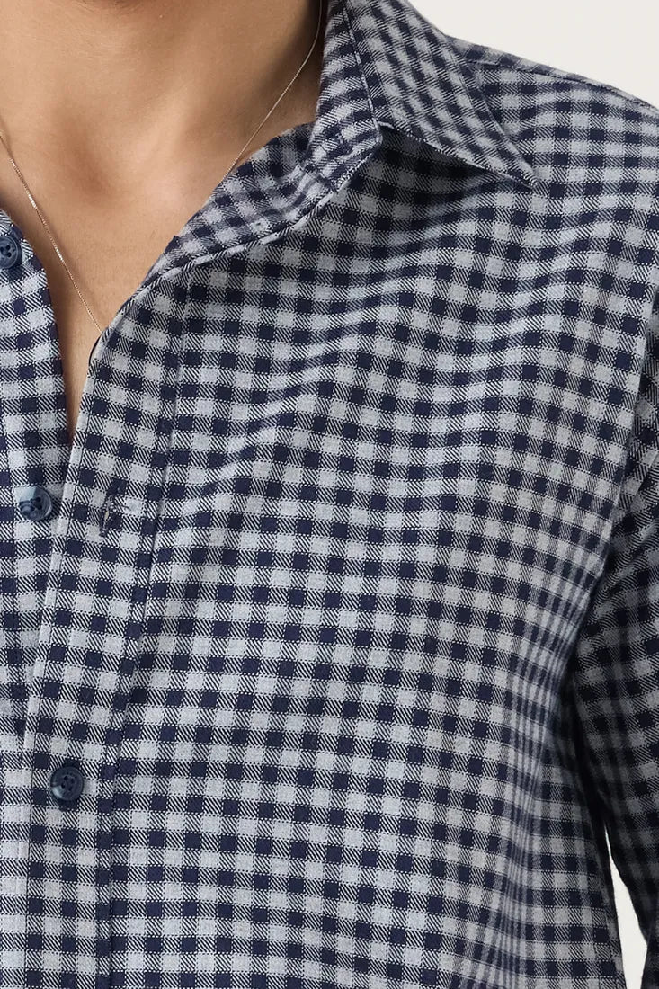 GREY BRUSHED CHECK SHIRT