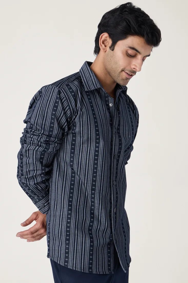NAVY JACQUARD SHIRT