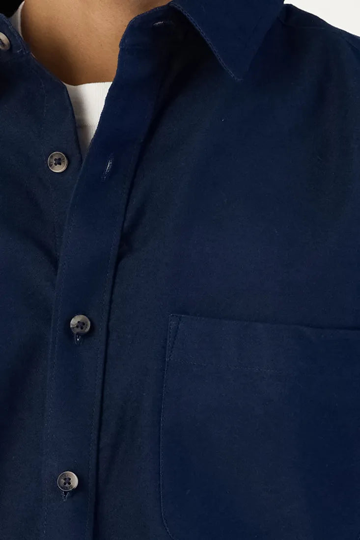 NAVY BRUSHED COTTON SHIRT