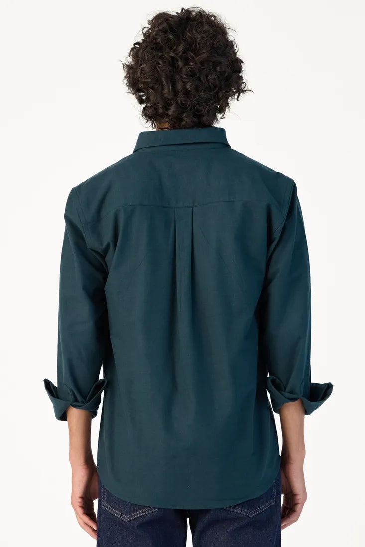 GREEN BRUSHED COTTON SHIRT