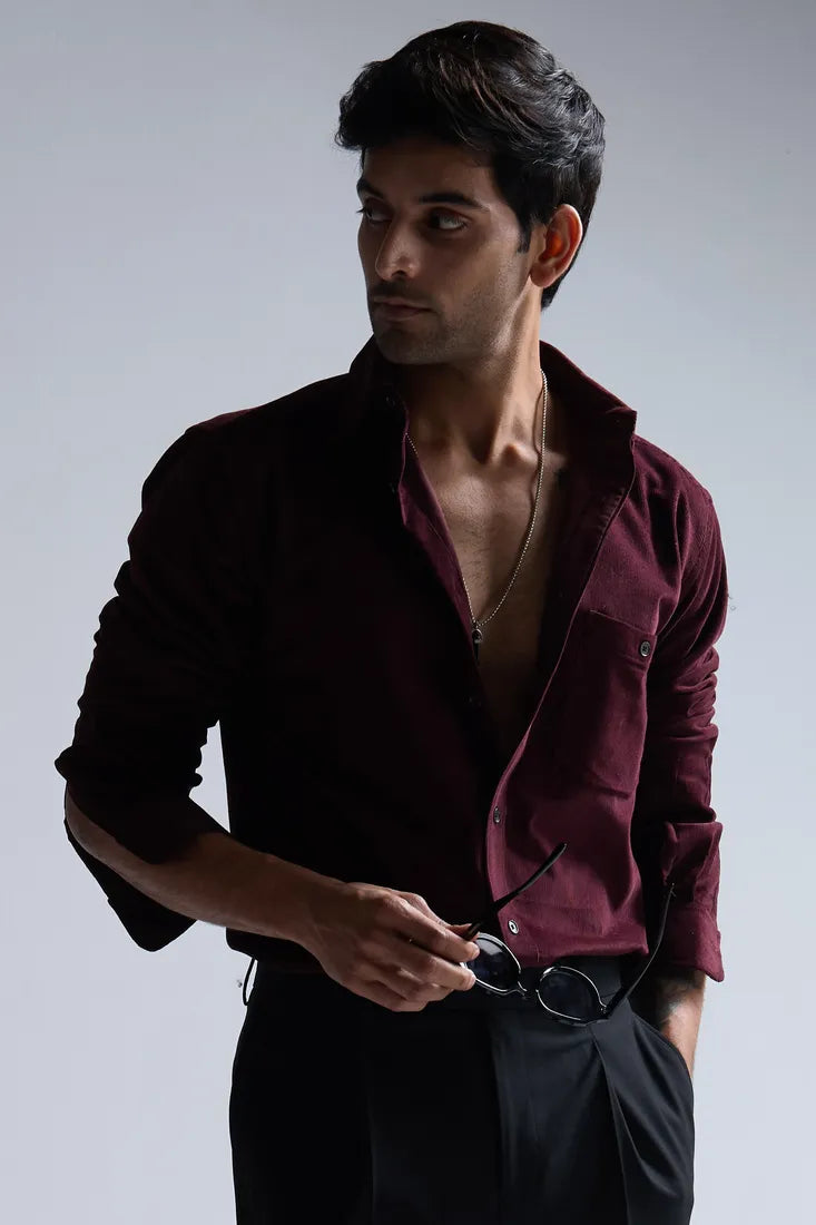WINE CORDUROY SHIRT