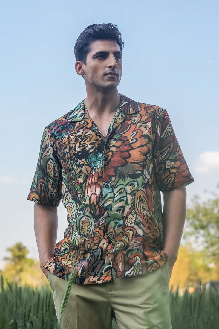 BLACK ABSTRACT PRINTED SHIRT
