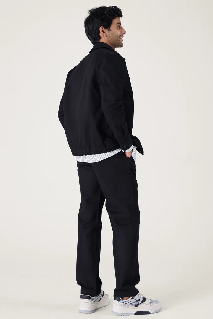 BLACK WASHED COTTON JACKET - CRAIG