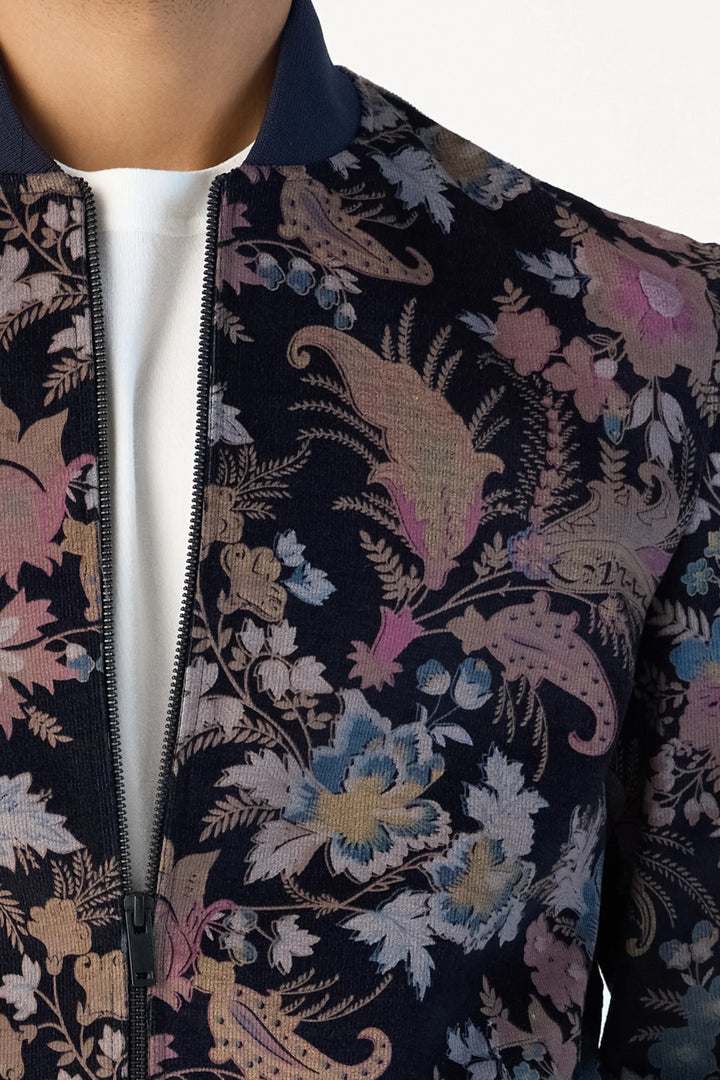 PAISLEY PRINTED BOMBER NAVY - CRAIG