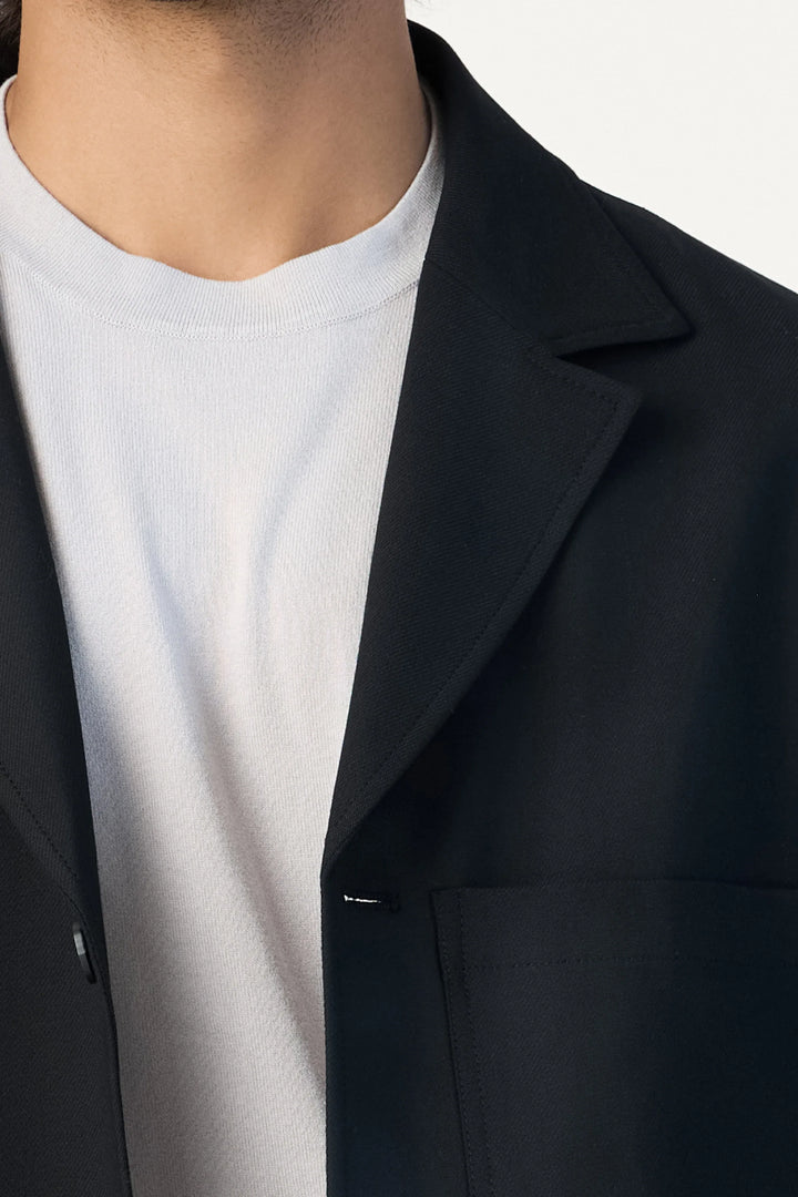 RELAXED FIT LAPEL JACKET BLACK - CRAIG