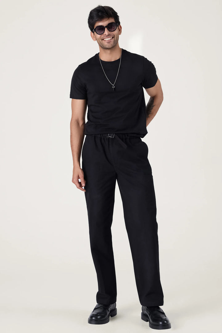 BUCKLE CARGO TROUSERS BLACK - CRAIG