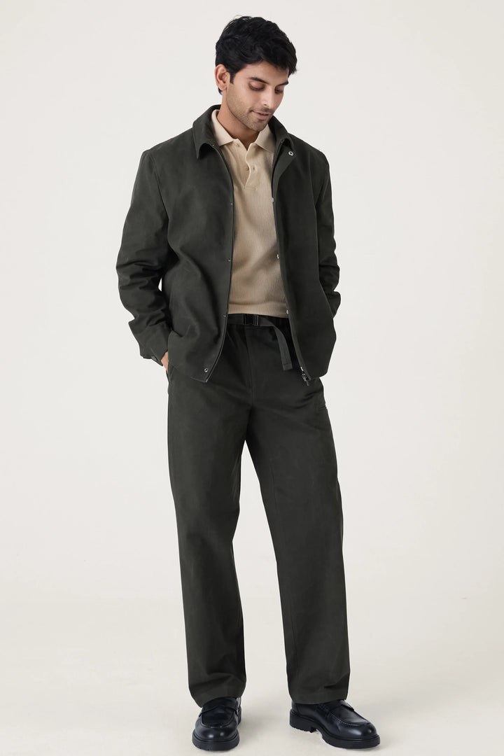 OLIVE WASHED COTTON JACKET - CRAIG