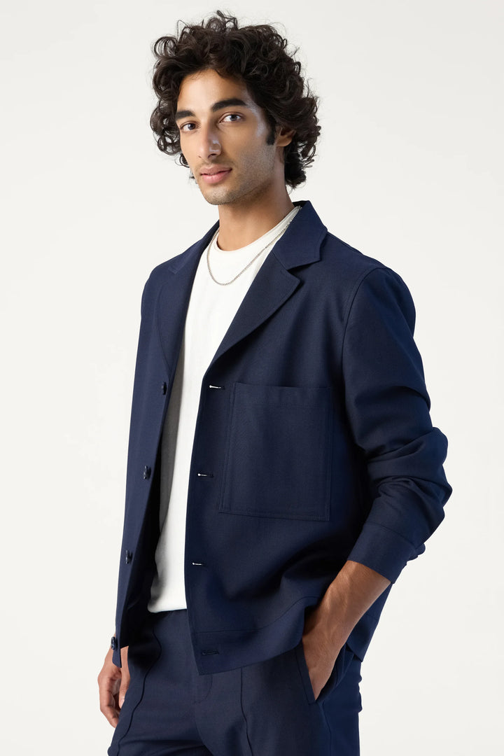 RELAXED FIT LAPEL JACKET NAVY - CRAIG