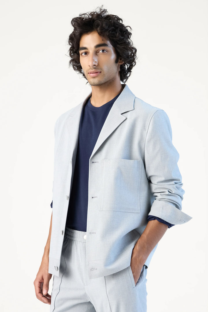 RELAXED FIT LAPEL JACKET BLUE - CRAIG